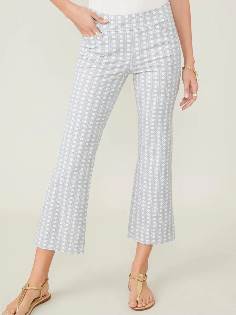 Spartina 449 Geometric Pull On Ponte Knit Crop Pants Size XL